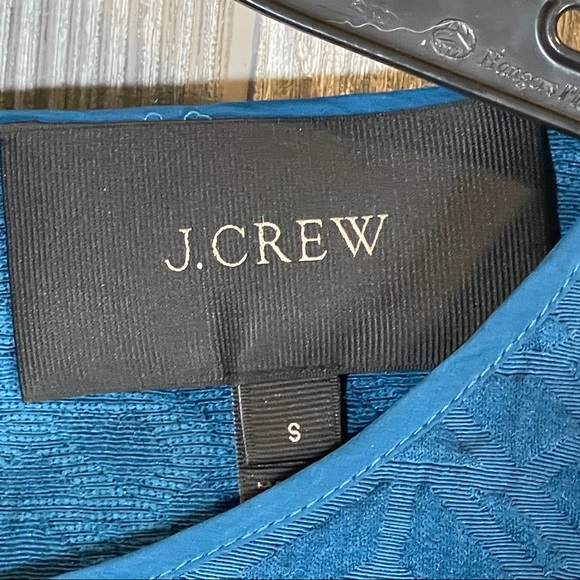 J CREW Sz S Peacock Blue JACQUARD Zip-Pocket Shift Dress Style B9431 Size Small - Picture 2 of 5